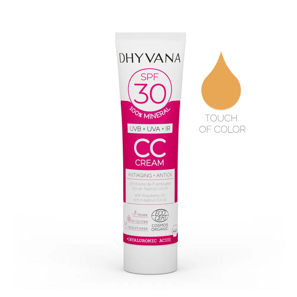 Dhyvana CC sävytetty aurinkovoide kasvoille spf30
