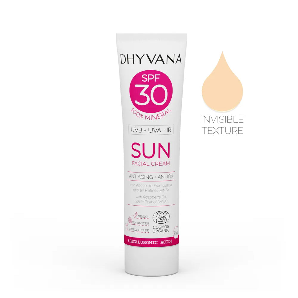 Dhyvana SUN sävytön aurinkovoide kasvoille spf30