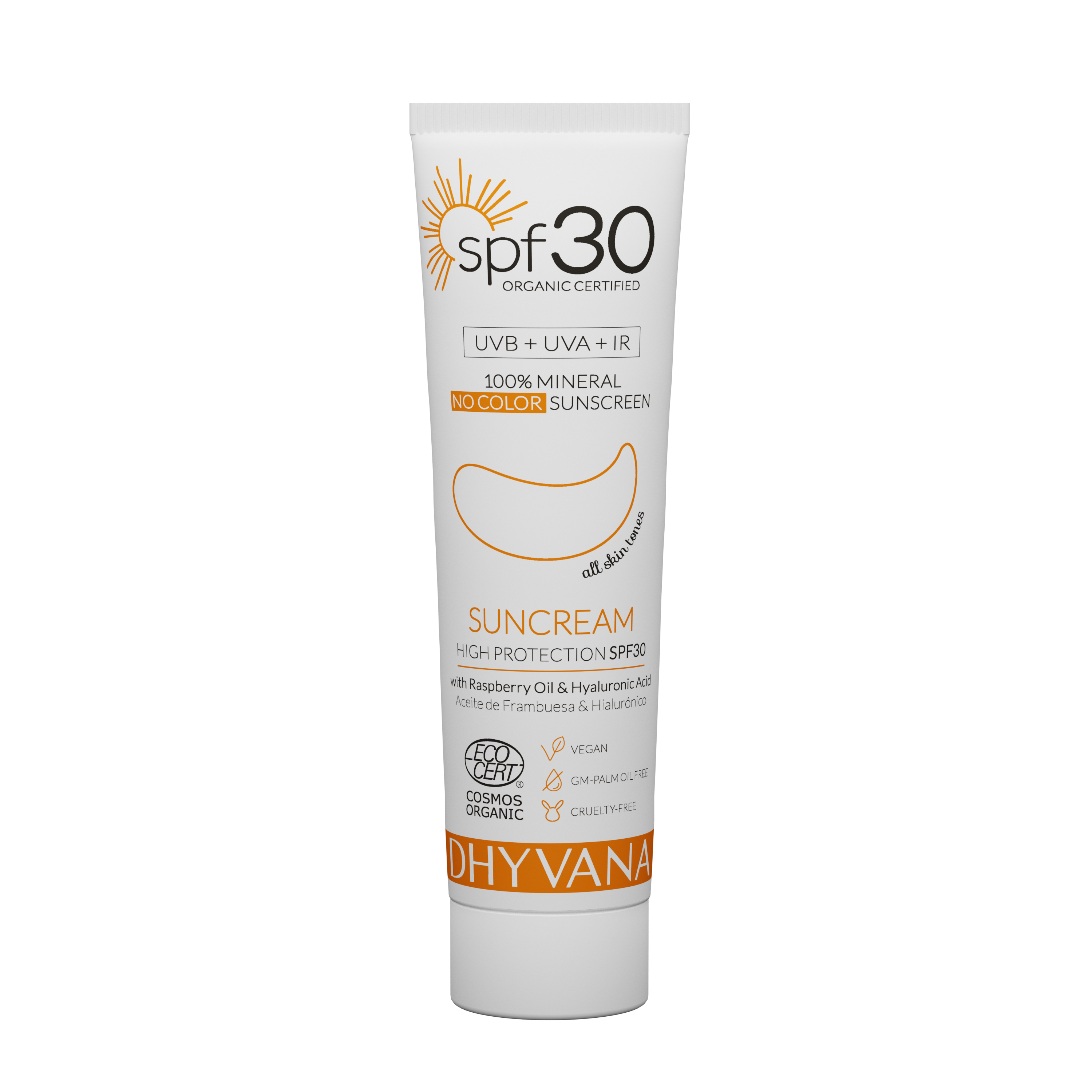 Dhyvana SUN sävytön aurinkovoide kasvoille spf30