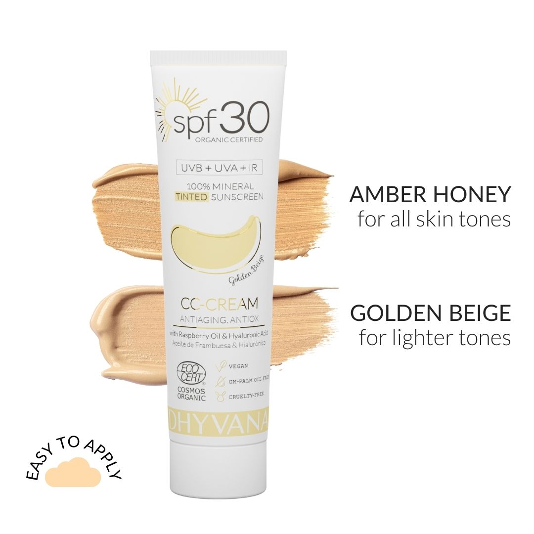 Dhyvana sävytetty aurinkovoide kasvoille spf30, Golden Beige