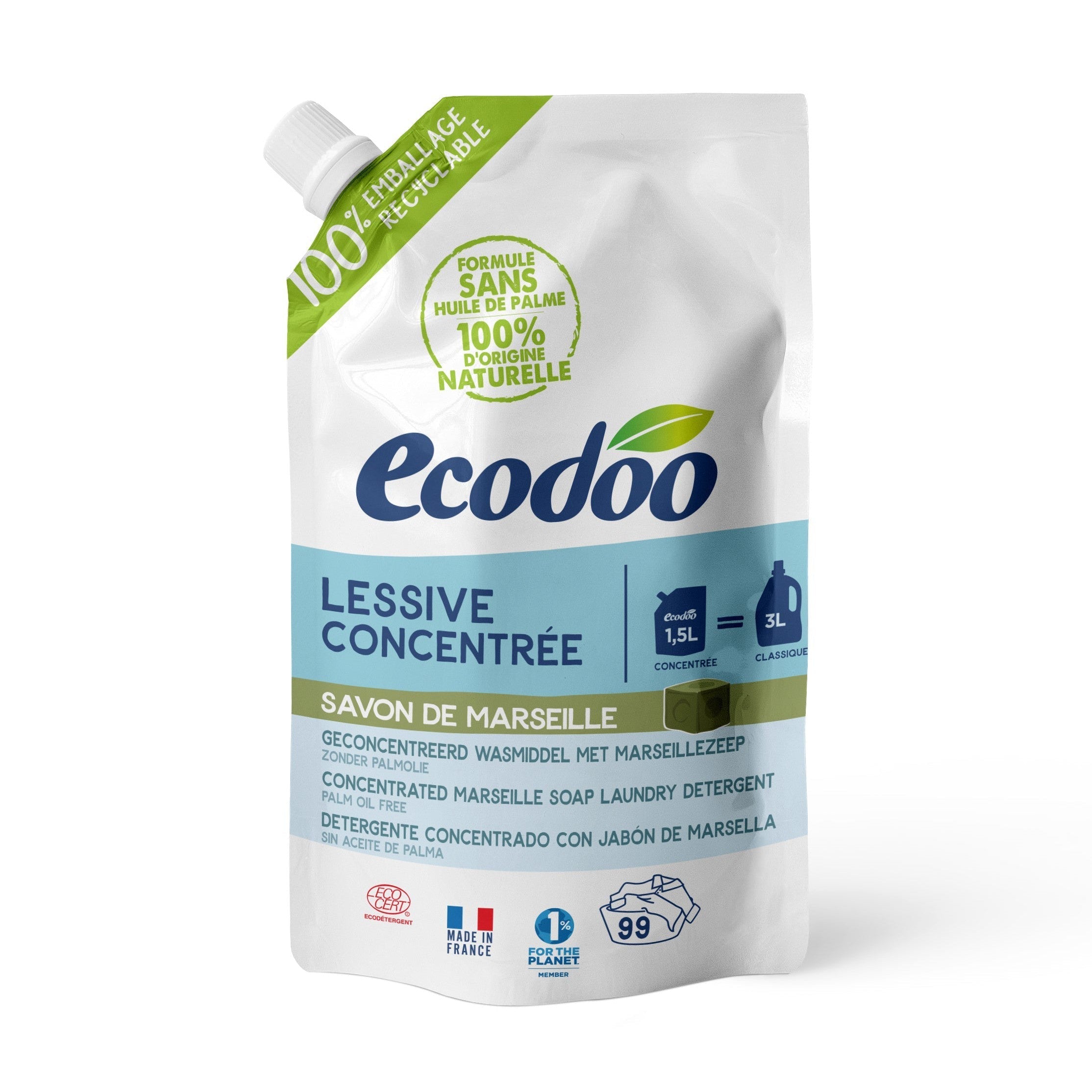 Ecodoo pyykinpesuainetiiviste Marseille, täyttöpakkaus 1.5L