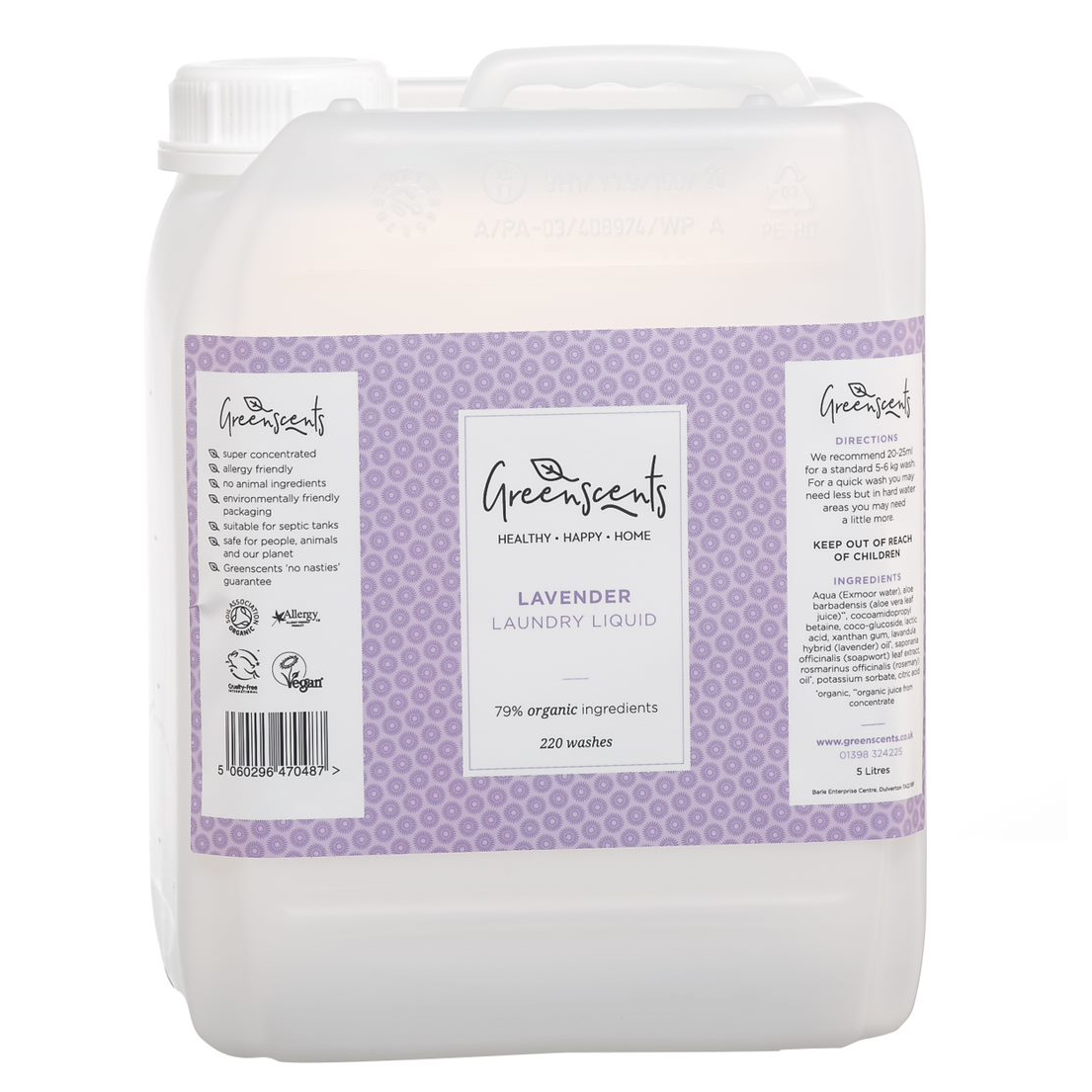 Greenscents pyykinpesuaine laventeli täyttöpakkaus, 5 l